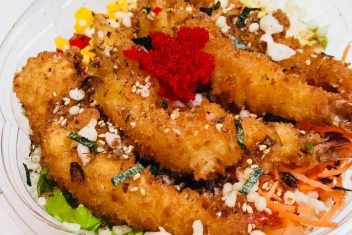Poké crevette frites