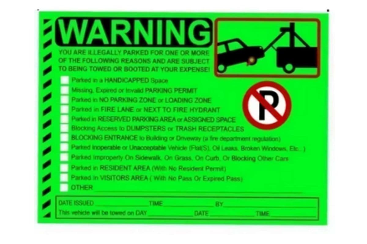 Parking Violation Sticker Notice - 1 Large Sticker