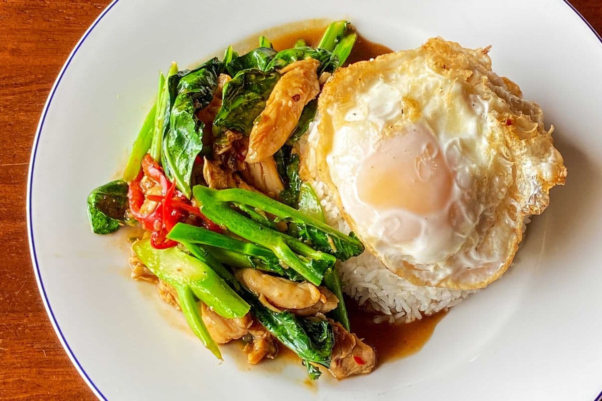 Pad Kana with Fried Egg