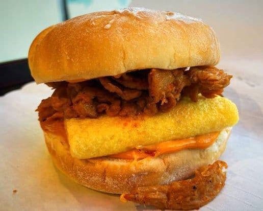 Flaming Chickun Egg Breakfast Sandwich