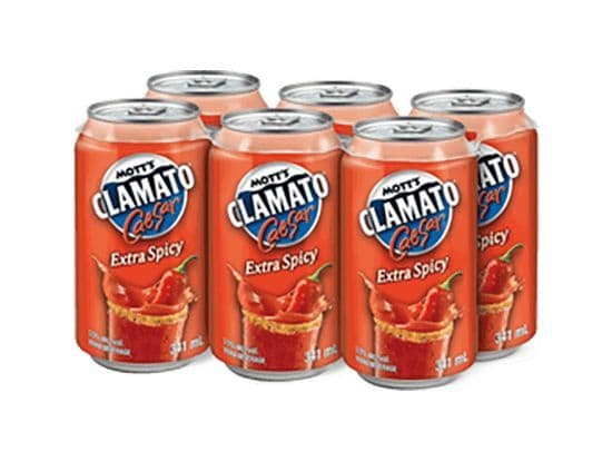 Mott's Clamato Caesar Extra Spicy 6 Pack, 341mL coolers (5.5% ABV)
