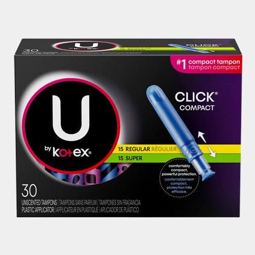 U by Kotex Click-15 régulier et 15 super (30 tampons) / U By Kotex Click-15 Regular and 15 Super (30 tampons)