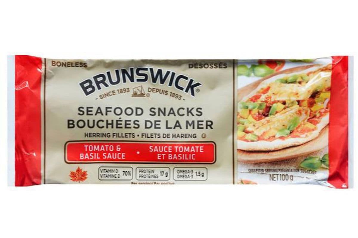 Brunswick - Bouchées de la Mer, Sauce Tomate et Basilic / Seafood Snacks, Tomato & Basil Sauce (100 g)