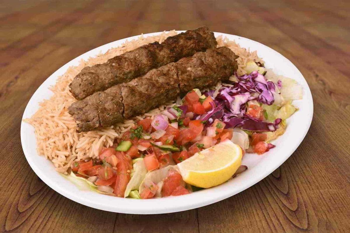Kofta Kabob Salad & Naan (Ground Beef)