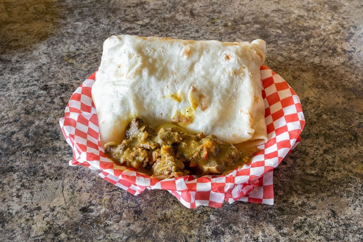 Curry Goat Roti Meal