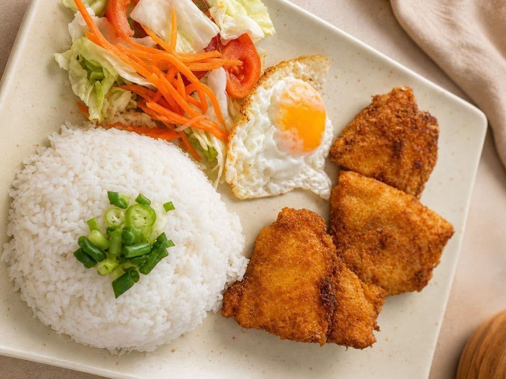 61. Fried Fish and Fried Egg on Rice
