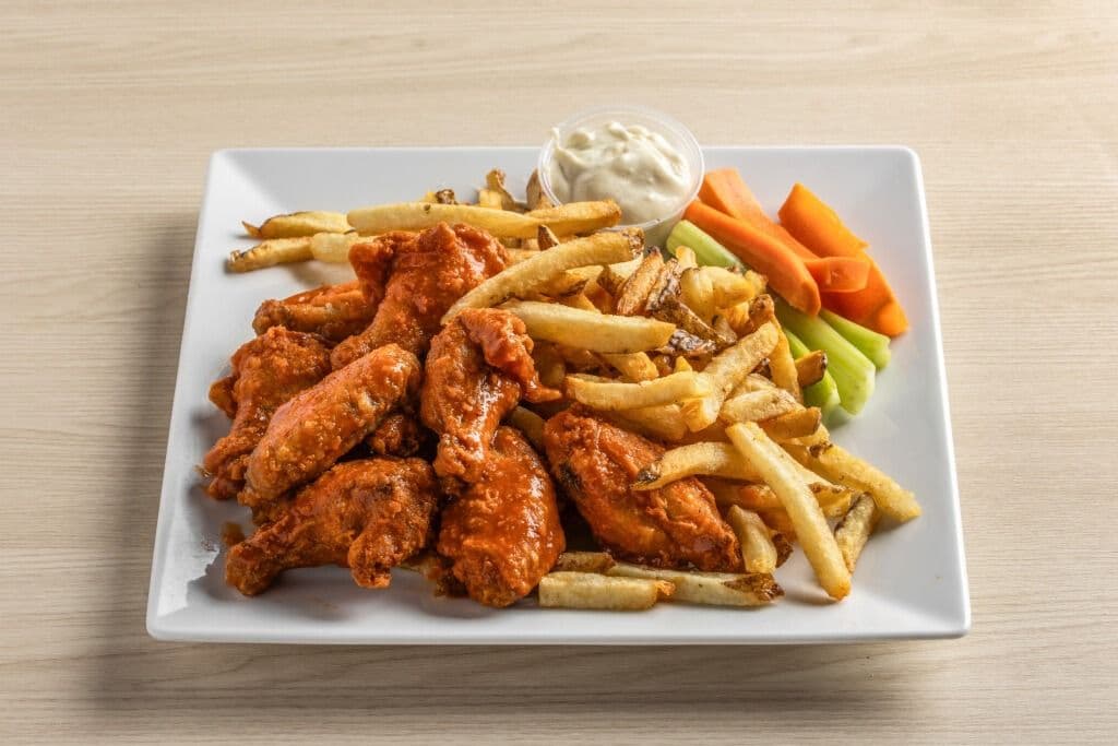 CHICKEN WINGS WITH FRESH HOME CUT FRIES