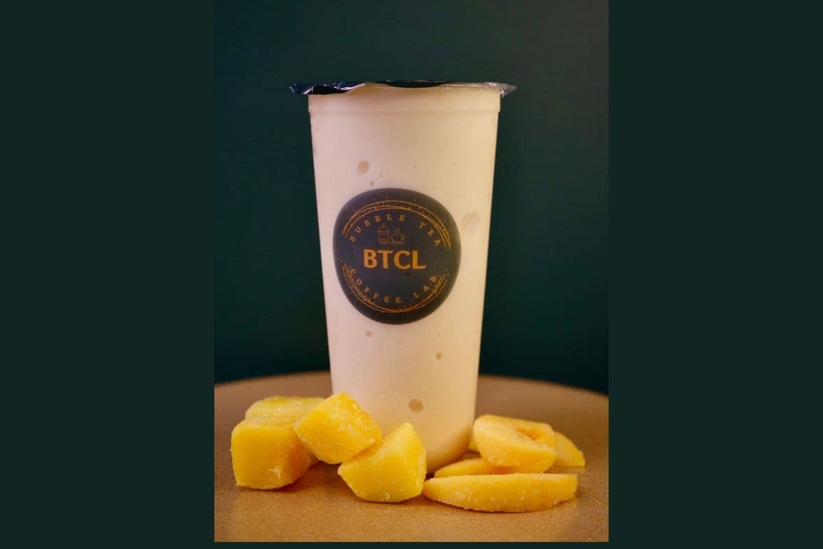 Peach and Mango Snow with Black Boba