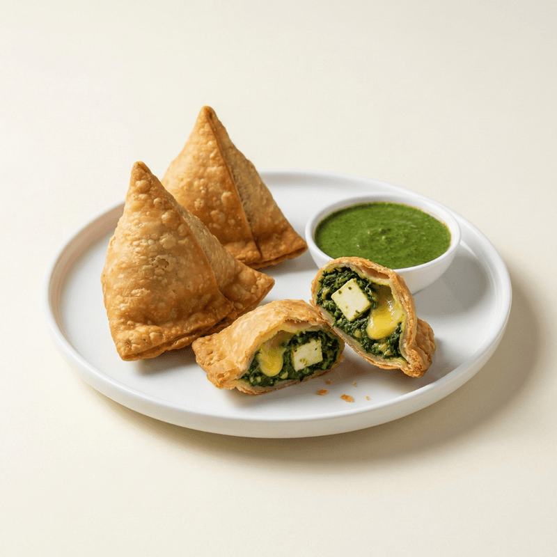 Spinach, Paneer & Cheese Samosa (3 Pieces)