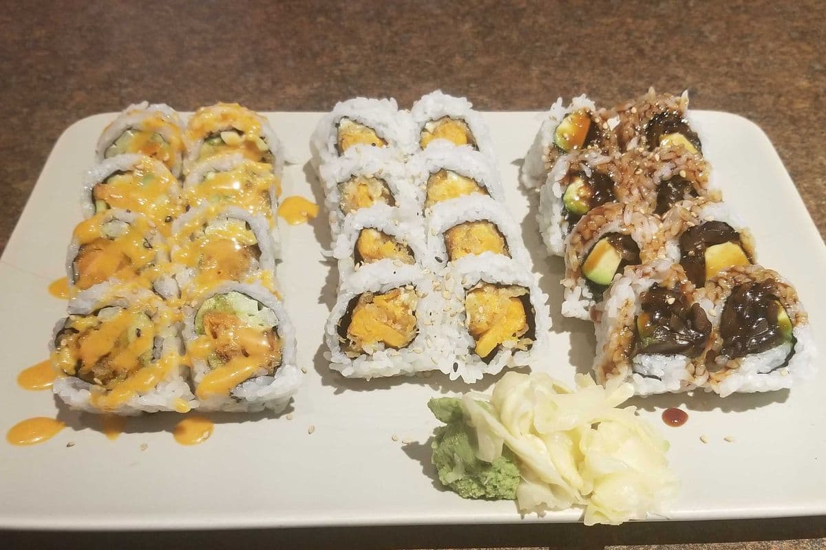 Combo E (Yam, Mushroom, and Spicy Veggie Rolls)