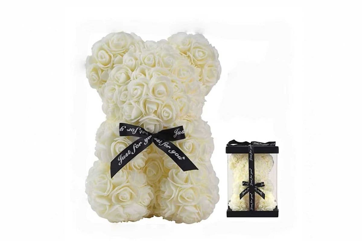 Luxe Rose Bear - White