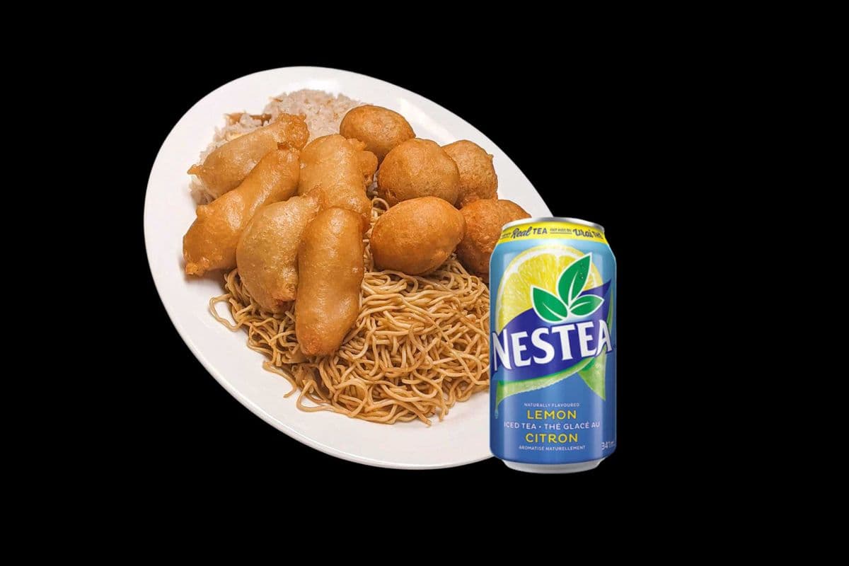 Dinner (F) with Chicken Balls & Deep Fried Shrimp + Drink