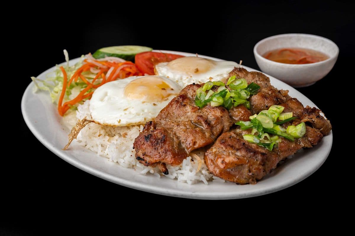 29. Grilled Chicken and Fried Egg on Rice