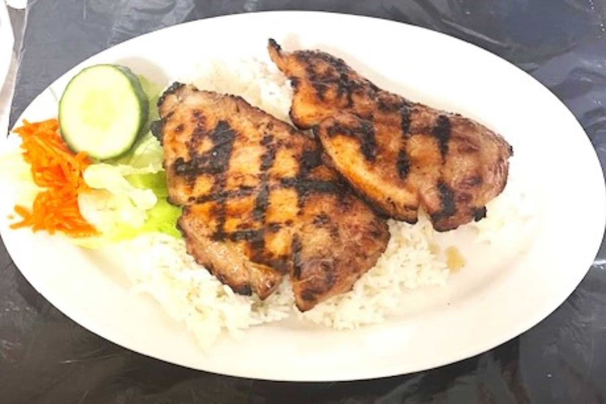 55. Steamed Rice with Grilled Pork Chop