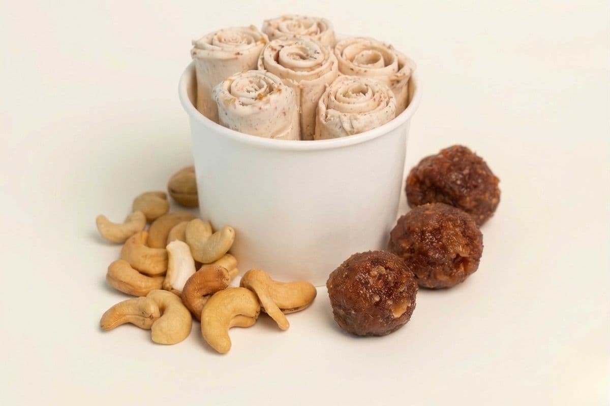 Kaju Gulkand Premium Rolled Ice Cream
