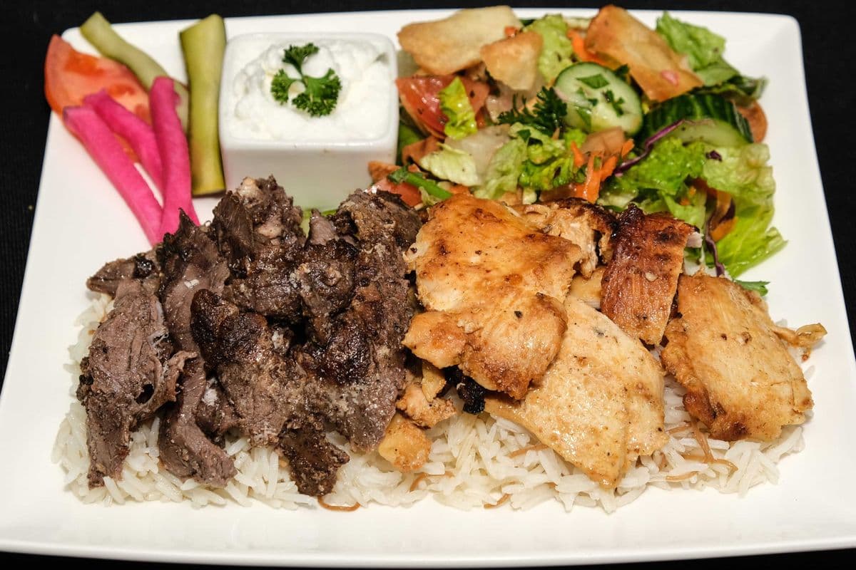 Mixed Beef and Chicken Shawarma plate