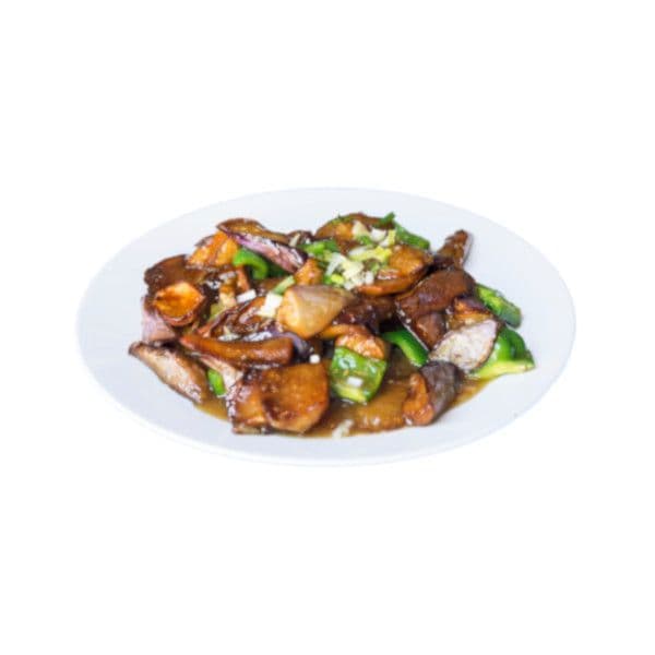 Aubergine, patates et poivrons verts / Eggplant, Potatoes, and Green Peppers