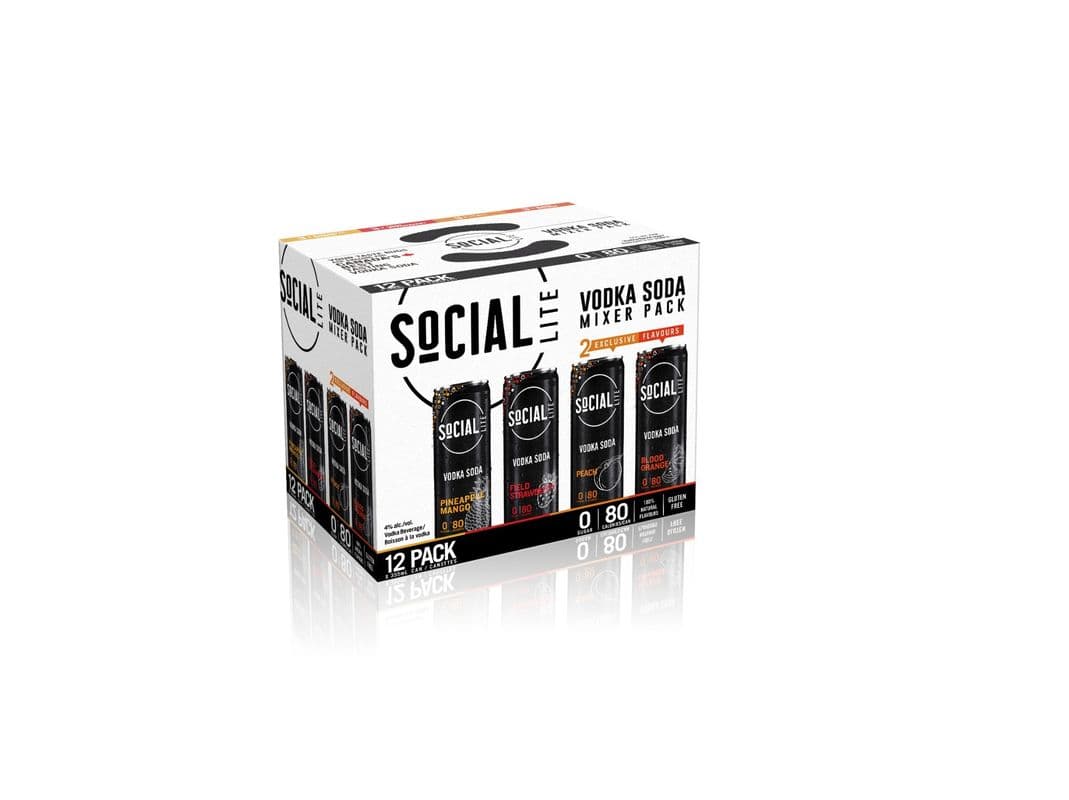 Social Lite Vodka Soda Mixer Pack Cans (12 x 355 ml)