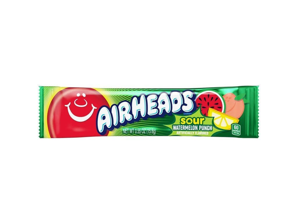 Airheads Sour Watermelon Punch Chewy Taffy Candy 15.6g Fruity