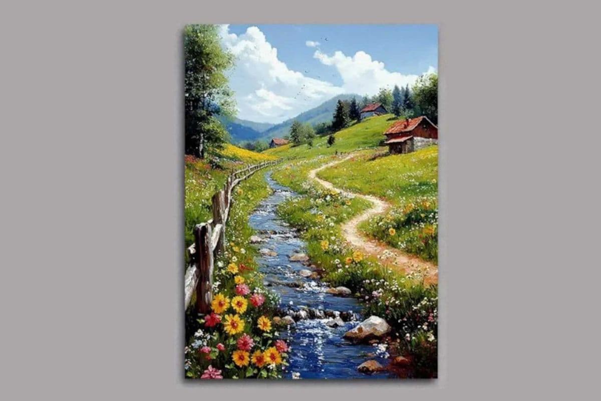 Landscape Canvas Art Wooden Framed SKU114W