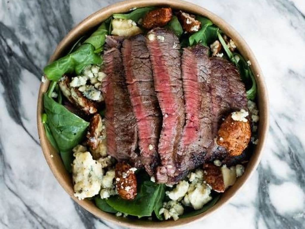 Dry Aged Sirloin Steak Spinach Salad