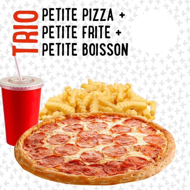 Trio petite pizza, petite frite et boisson 355ml / Small Pizza Trio