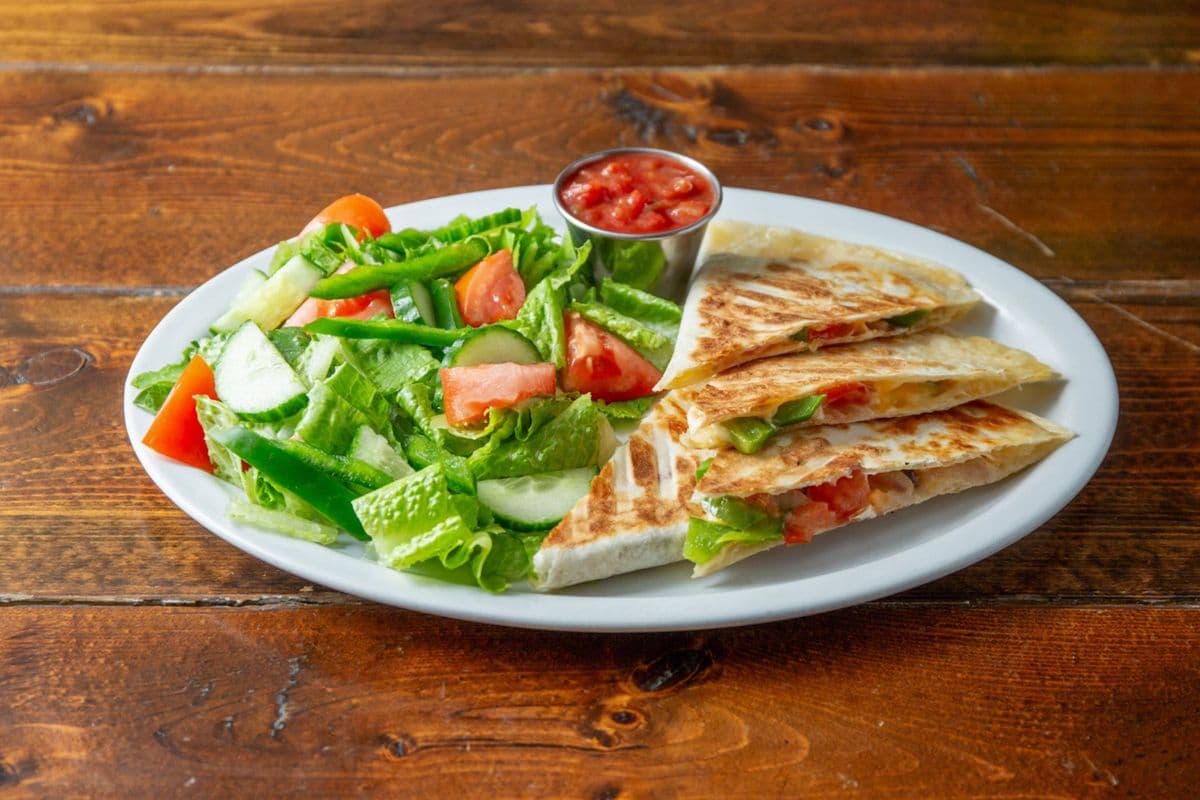Vegetarian Quesadilla (choice or fries garden salad)