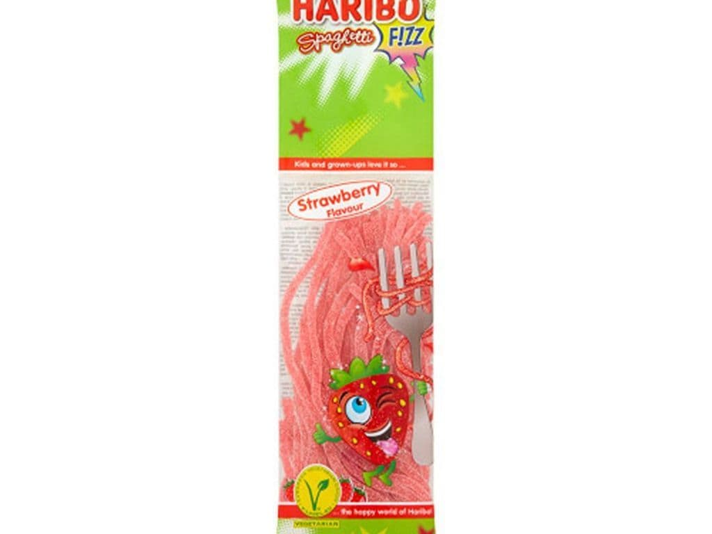 Haribo Spaghetti Fizz Sour Strings Strawberry 200g Gummy Candy Bag Vegan