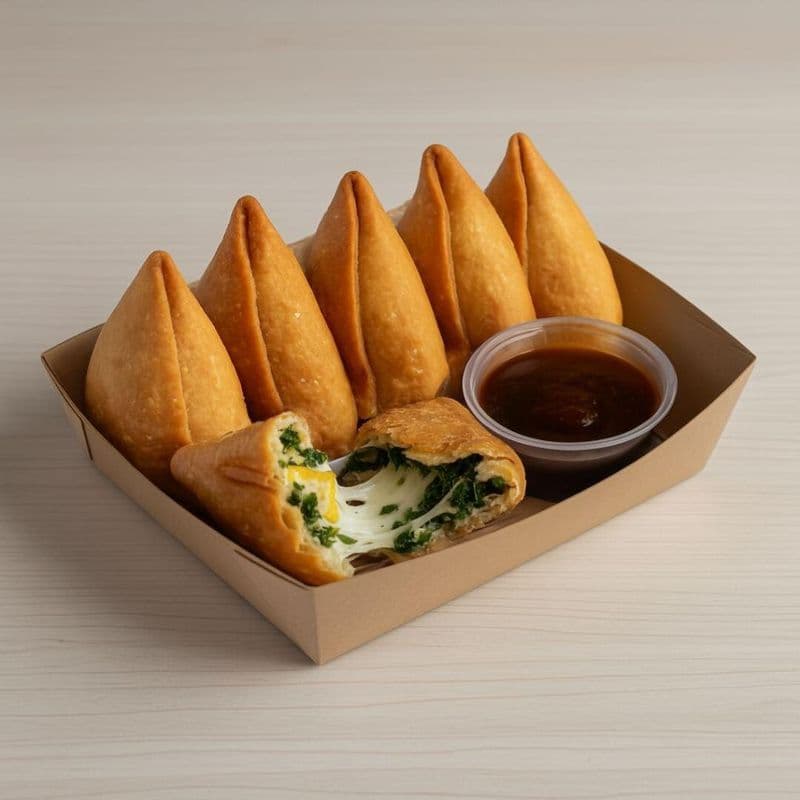 Spinach, Paneer N Cheese Samosa (6 pcs)