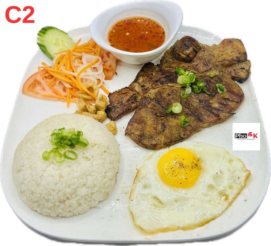 C2. Broken Rice and Fried egg with Grilled Meats