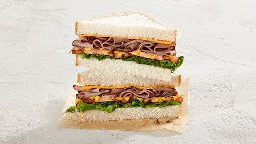 Roast Beef & Cheddar on a sliced bread