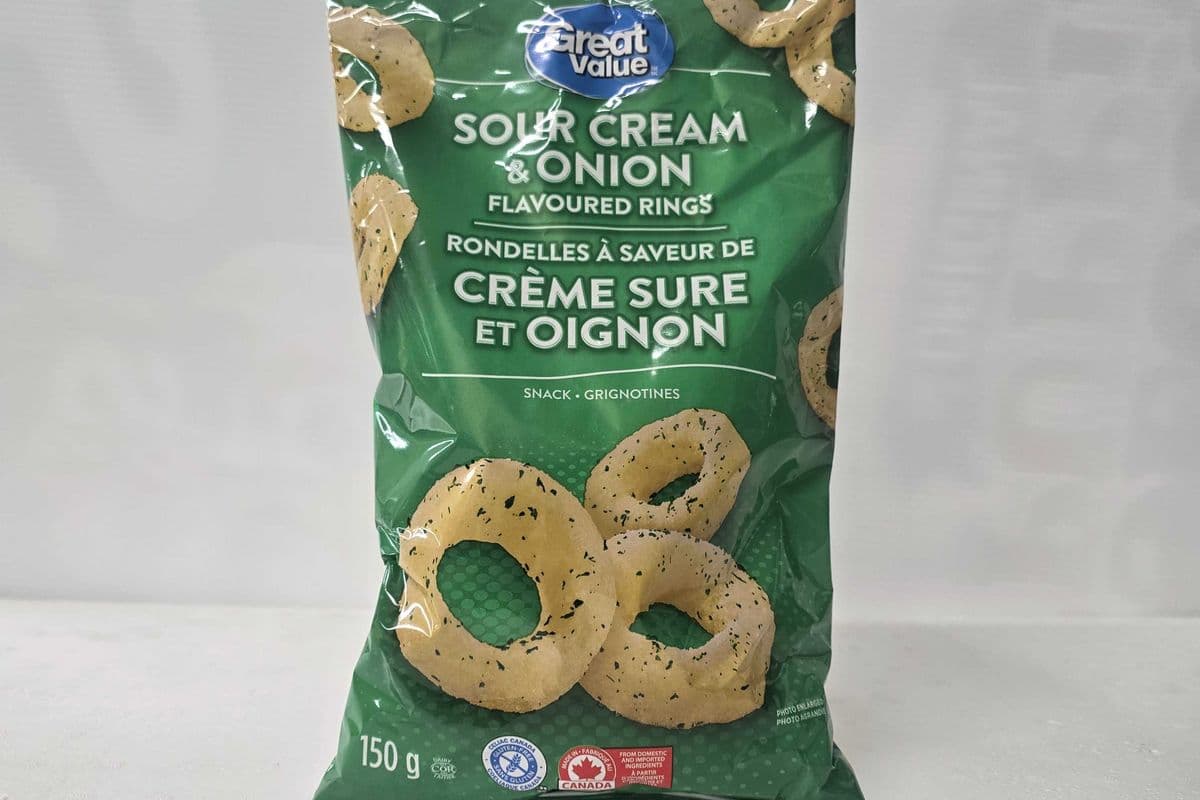 Great value sour cream and onion flavoured rings 150g