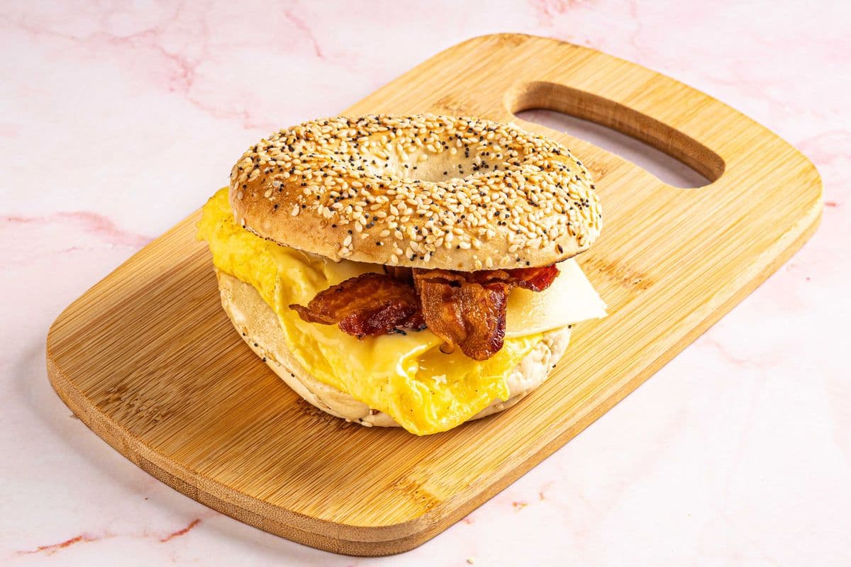 Bacon Egg and Cheddar Bagel