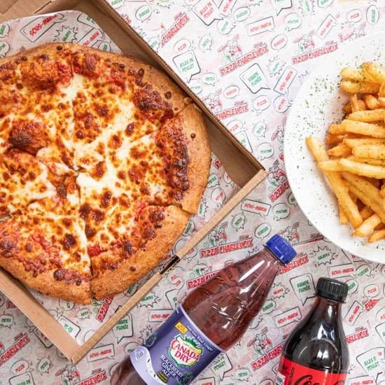 N'importe Quel Grandeur et Type de Pizza + 2 Boissons Gazeuse / Any size and Type of Pizza + 2 Soft Drinks / N'importe Quel Grandeur et Type de Pizza 