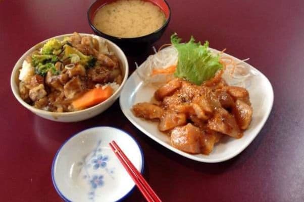 C11. Spicy Tuna Sashimi, Chicken or Beef Teriyaki Don and Miso Soup Combo