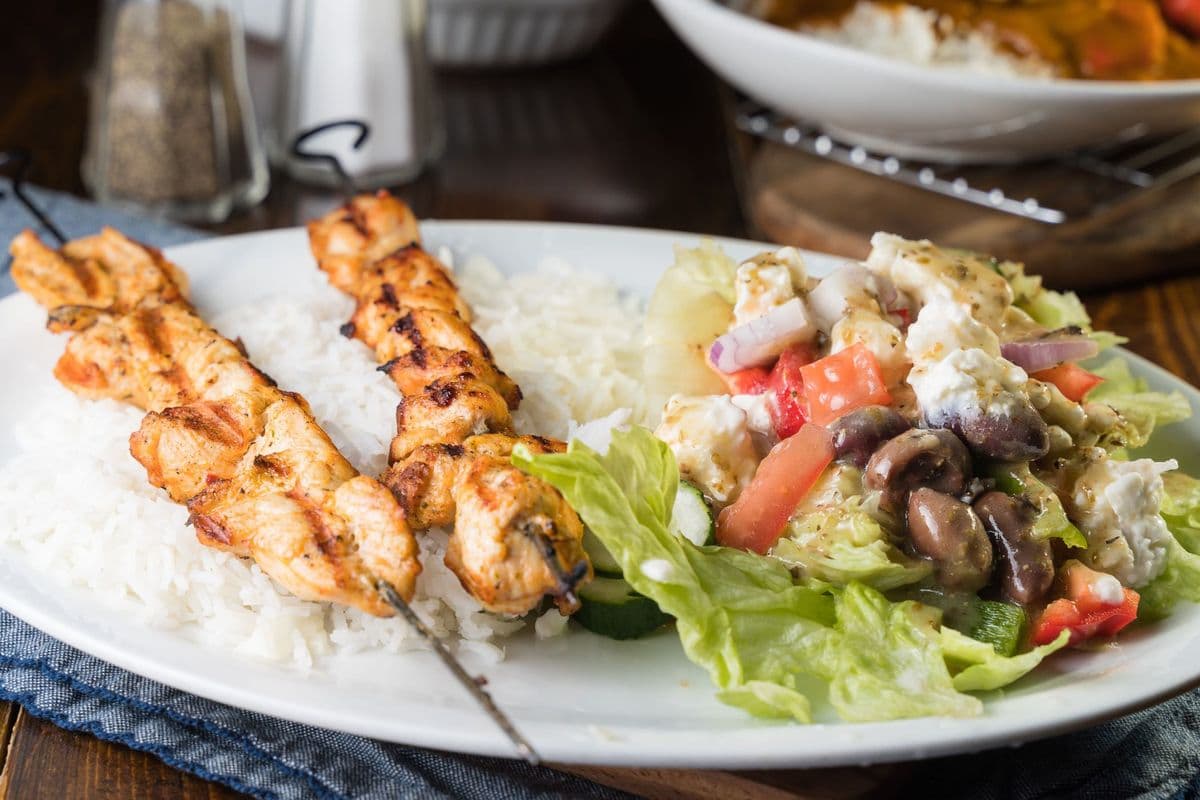 Grilled Chicken Souvlaki Plate