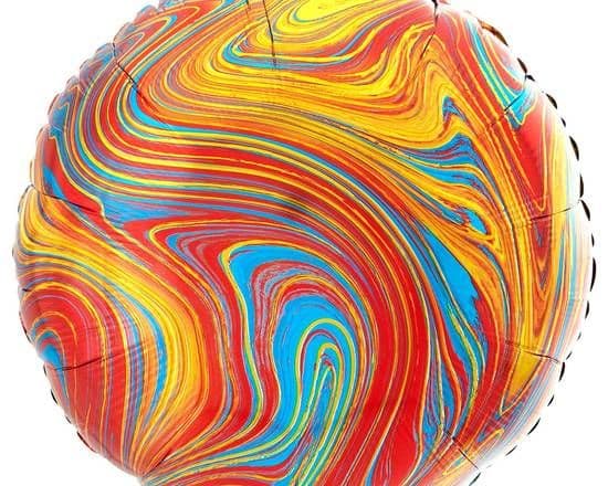 18" Round Shape Foil Balloon - Marble Orange
