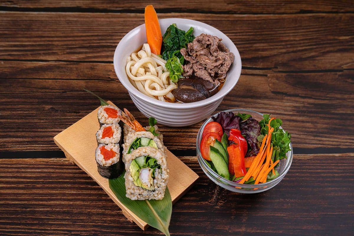 Beef Udon & Sushi Combo