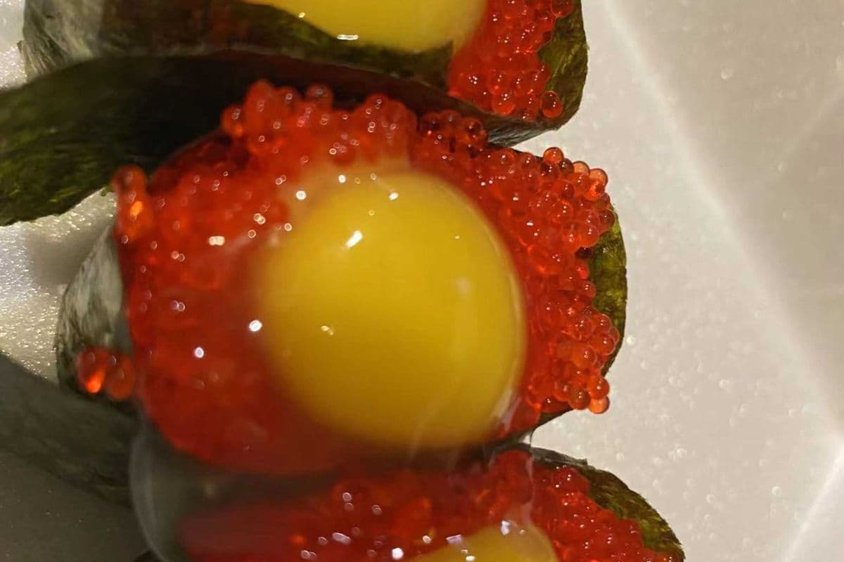 Tobiko and Quail Egg Nigiri