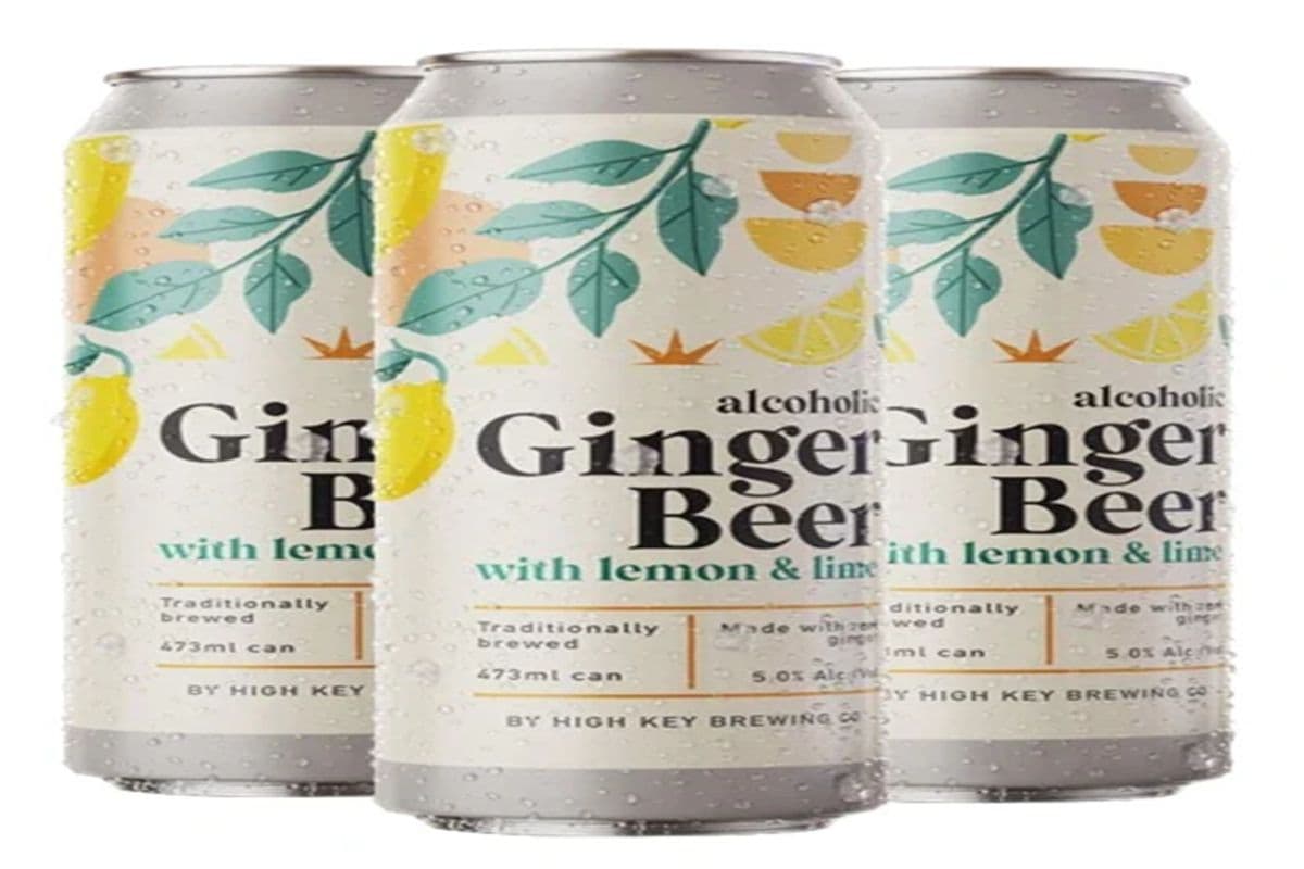 HIGHKEY GINGER BEER WITH LEMON LIME ( GLUTEN FREE) 4PK (4 CANS X 355ML) 4.5% ABV (1 x 355 mL)