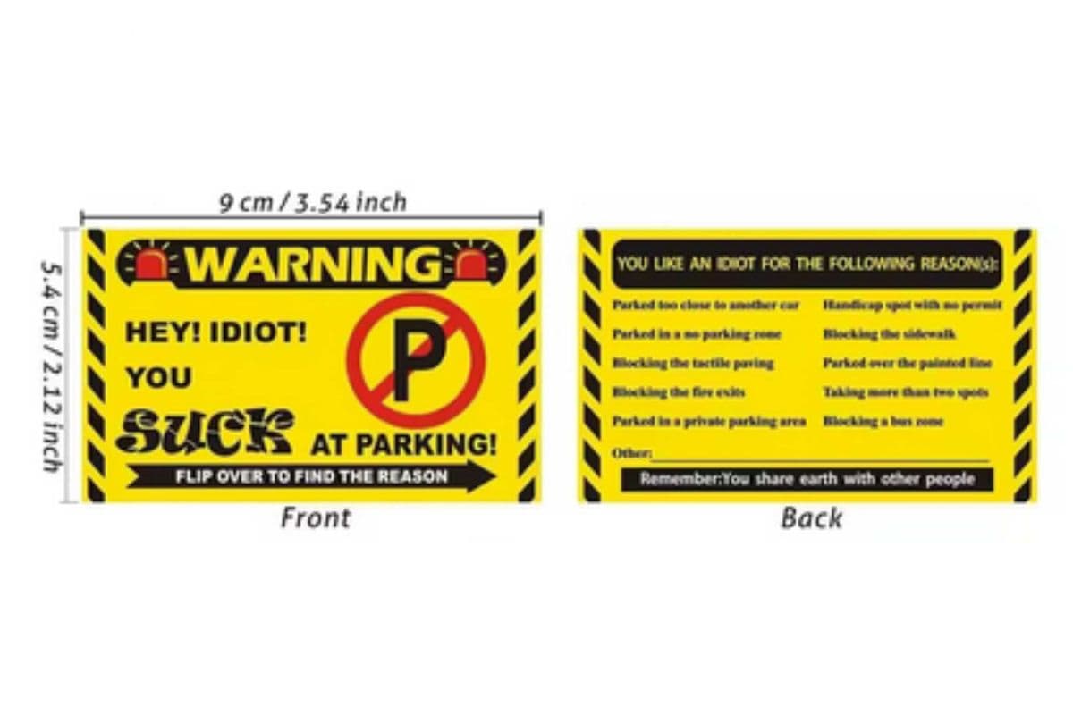 You Parked Like An Idiot Parking Violation Cards (Writable) - 5 Cards