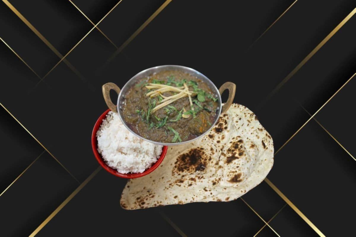 Saag Lamb, Rice, and Naan