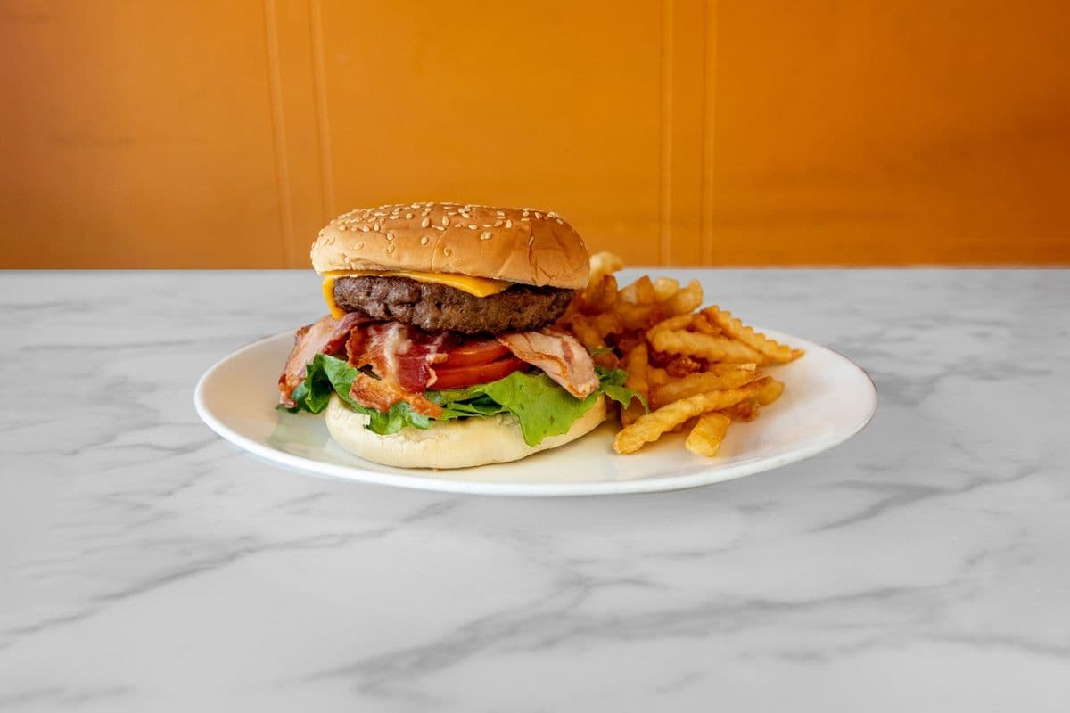 Bacon Cheese Burger With Fries