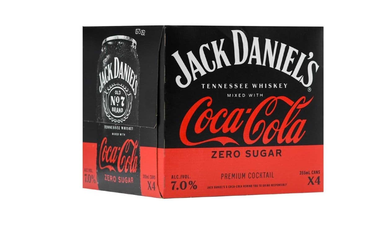 JACK DANIELS & COKE ZERO SUGAR 4PK *473ml (4 x 355ml)