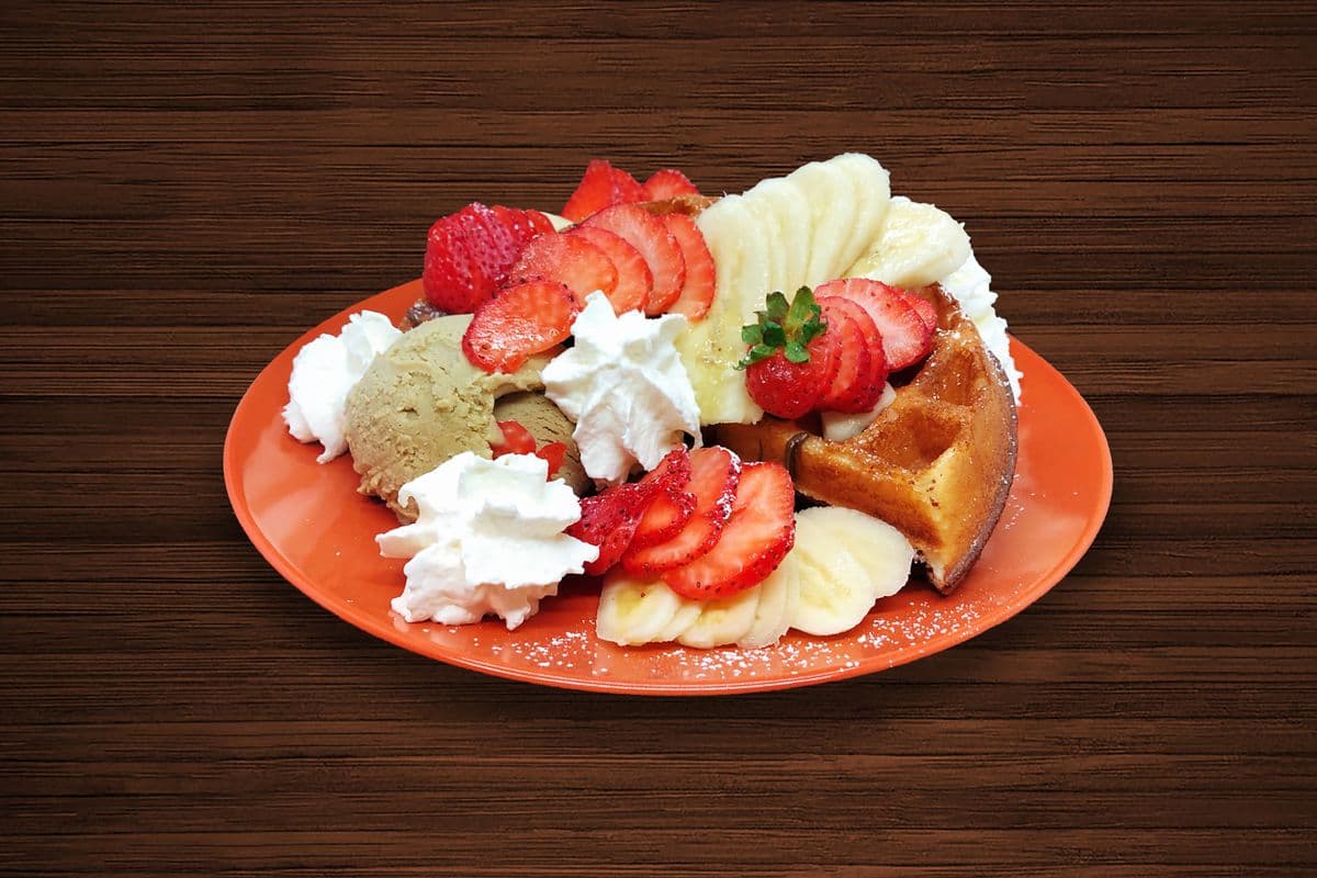 Nutella Strawberry Banana Waffle (with whipped cream)
