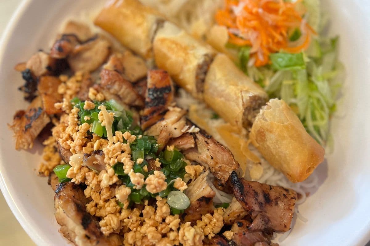 Vermicelli with Grilled Chicken and Spring Roll - Bun Ga Nuong, Cha Gio