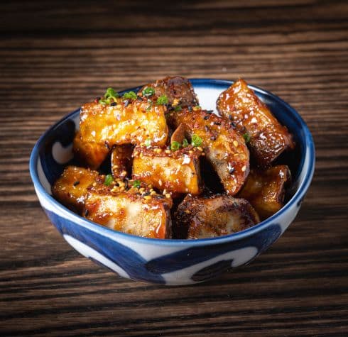 Sweet n' Sticky Fried Eggplant