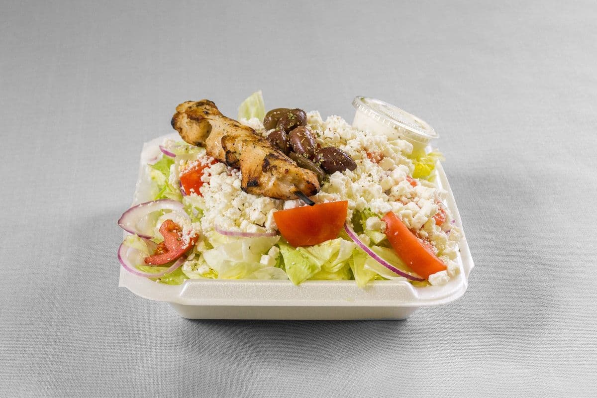 Greek Salad and Chicken Stick Salad