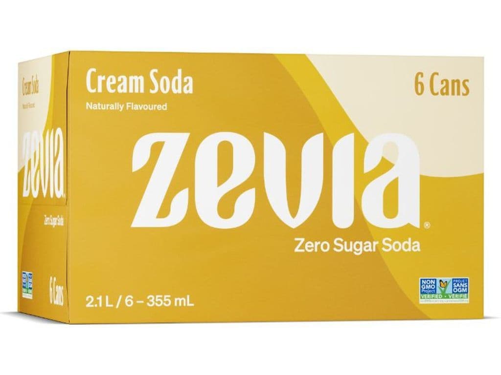 ZEVIA SODA CREAM SODA ZERO SUGAR 6X355ML