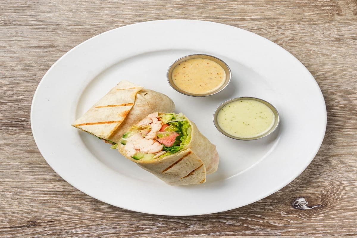 Chicos Chicken Breast Wrap, Side, and a Drink